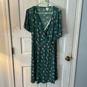 Stich fix green dress, faux wrap